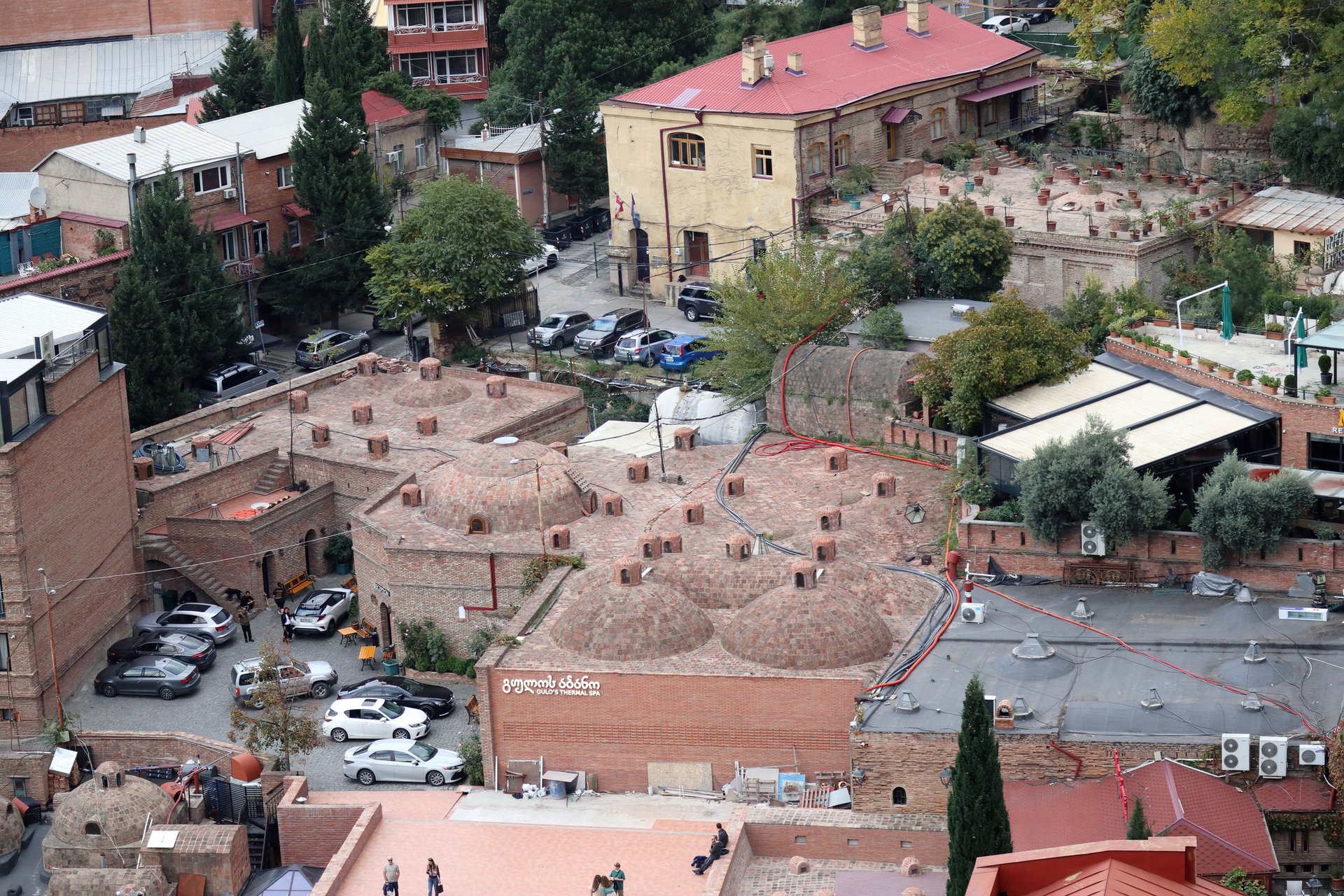 The domes of the sulfur baths in Abanotubani from above