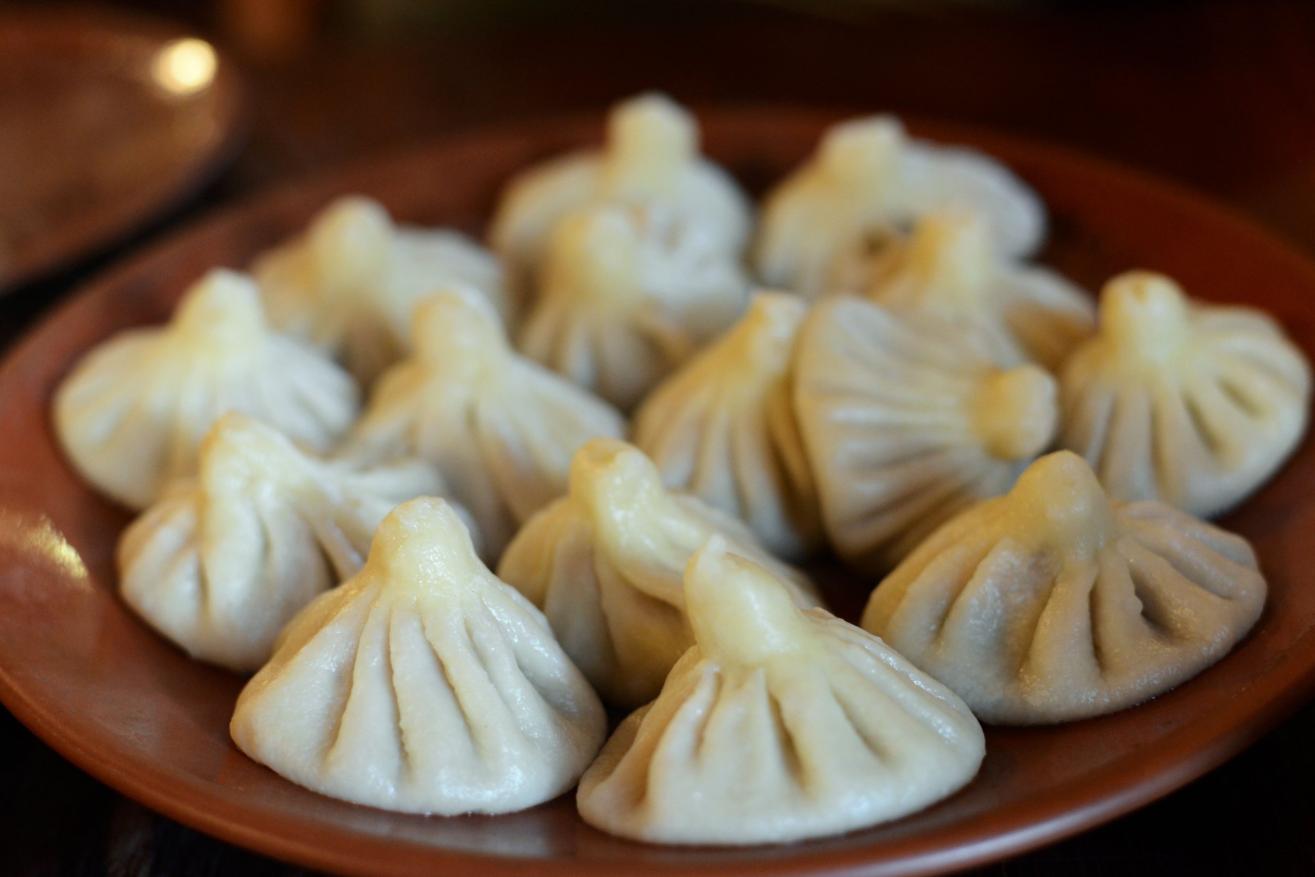 A plate of khinkali at a restaurant in Tbilisi